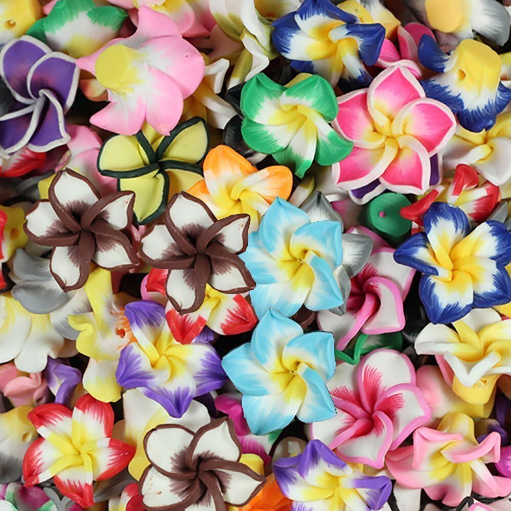 3415 Mix Polymer Fimo Clay 5-Leaves Flower Spacer Loose Beads 15mm for DIY
